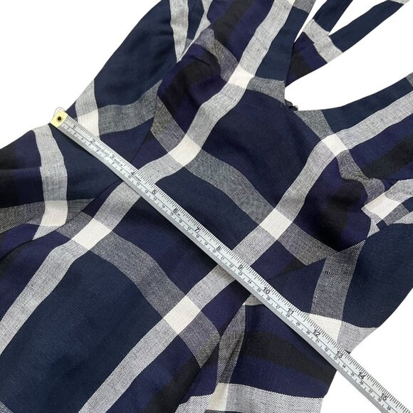 Eva Franco Plaid Halter Linen Blend Knee Length Dress Navy Size 2 - Picture 14 of 15